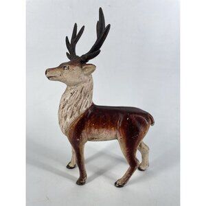 Vintage Antique Cast Iron Deer Buck Stag Reindeer Elk Antlers Penny Piggy Bank